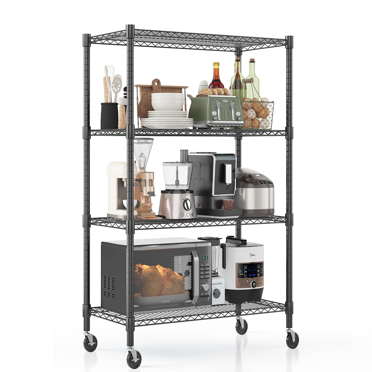 Commercial Kitchen On Wheels - Étagères de rangement métalliques à 4