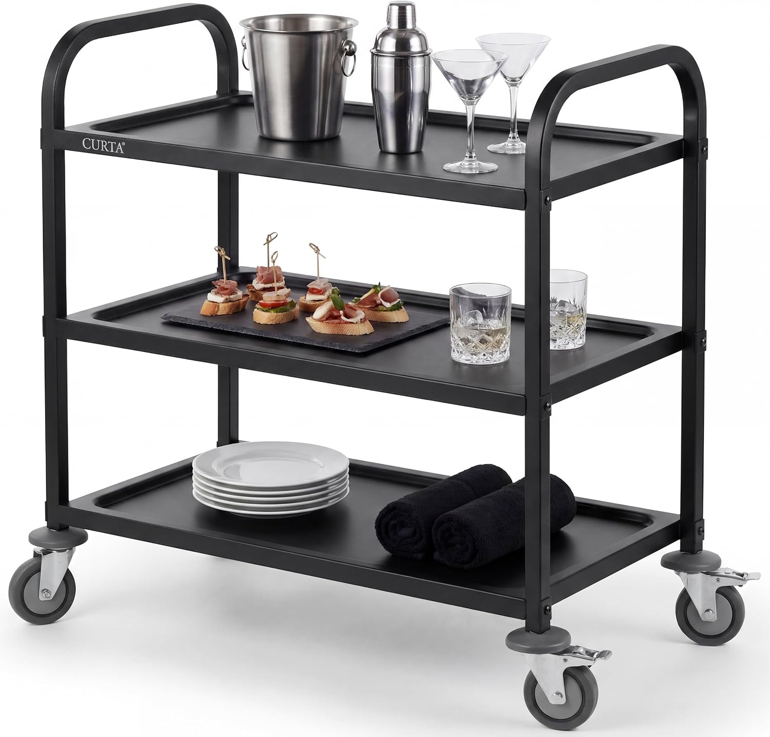 Commercial Kitchen On Wheels - Chariot de service noir en acier