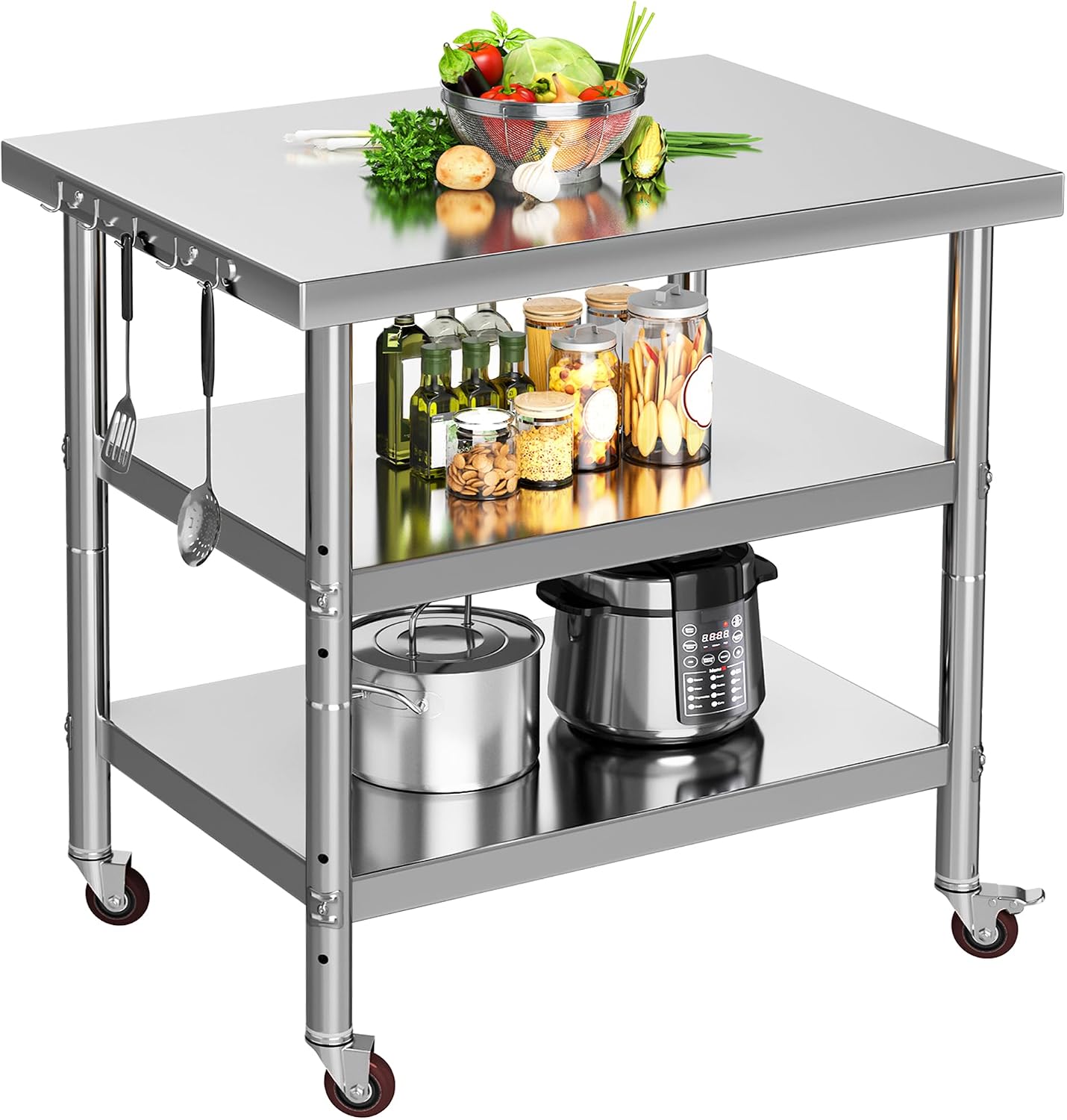 Commercial Kitchen On Wheels - Table de préparation alimentaire en acier