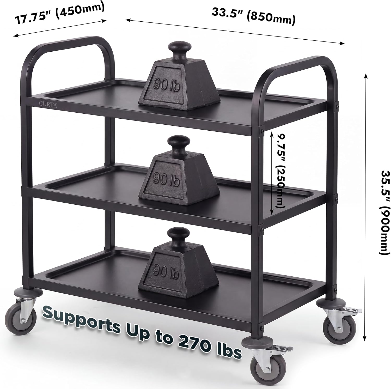 Chariot de service noir en aci - Commercial Kitchen On Wheels avis et prix